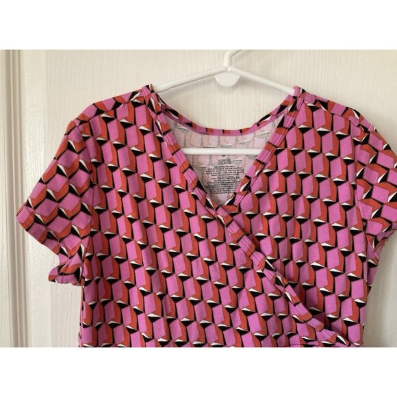 Diane Von Furstenberg Target Dress Girls Faux Wrap Pink Orange Black 10/12 Large - Picture 2 of 7